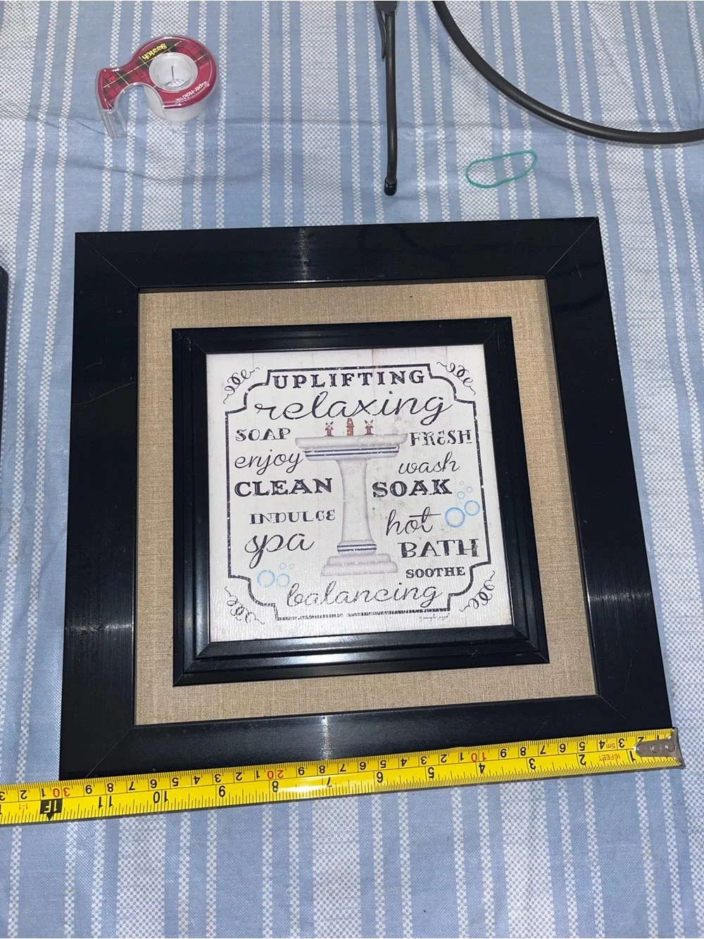 Set of two 12x12” Soothing Bath Wall Art in Black and Beige Frame